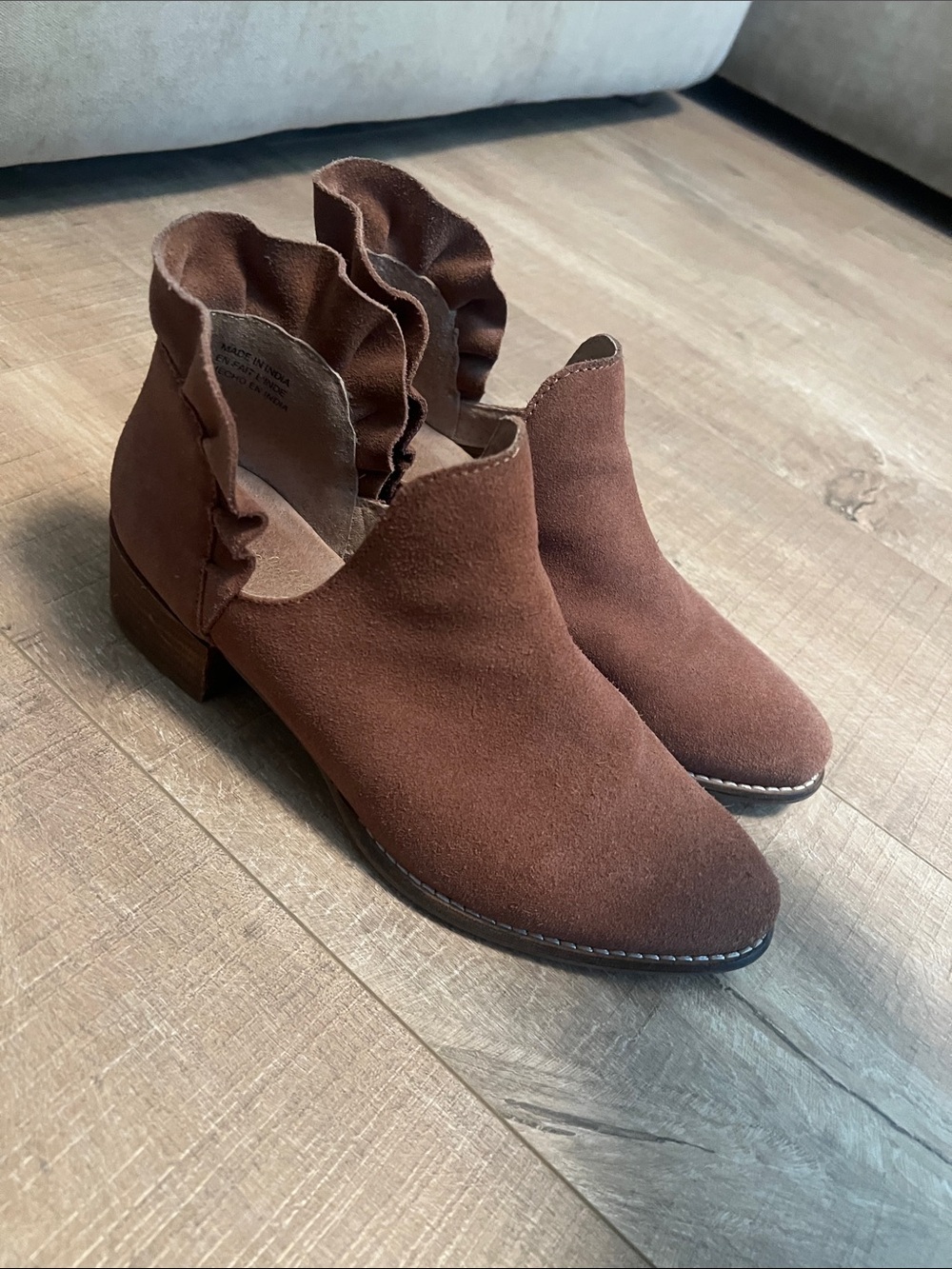 Seychelles Brown Suede Ruffle Ankle Boots